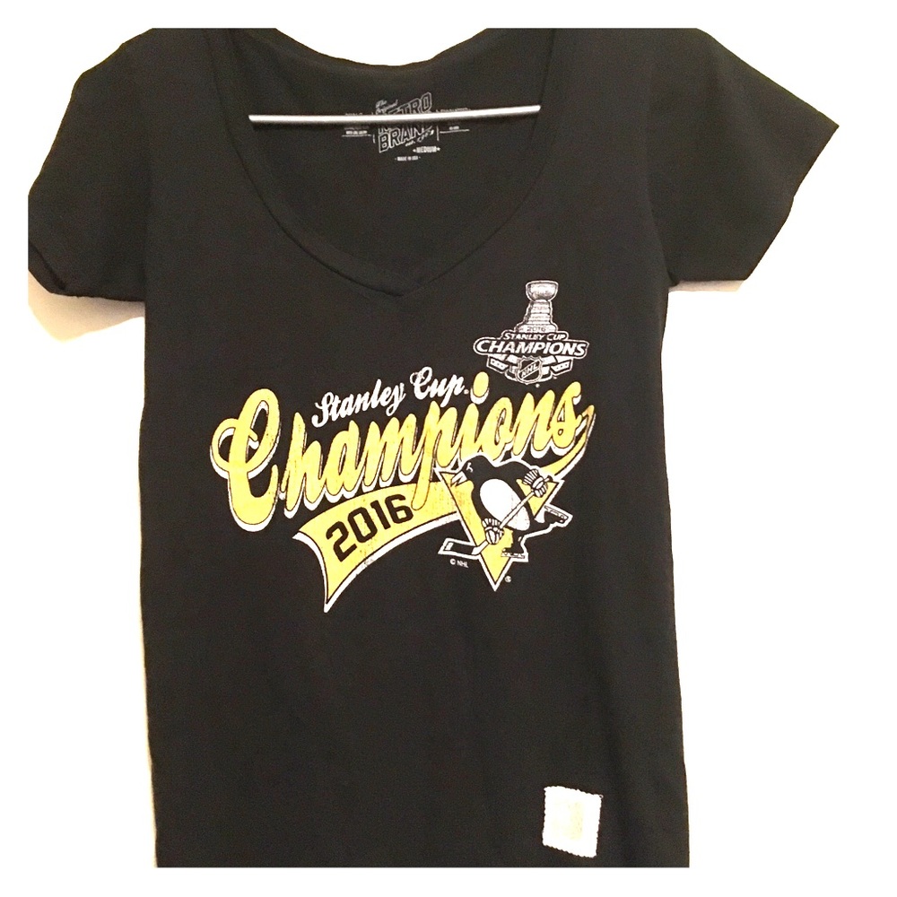 2016 Stanley cup champions Penguins v neck tee